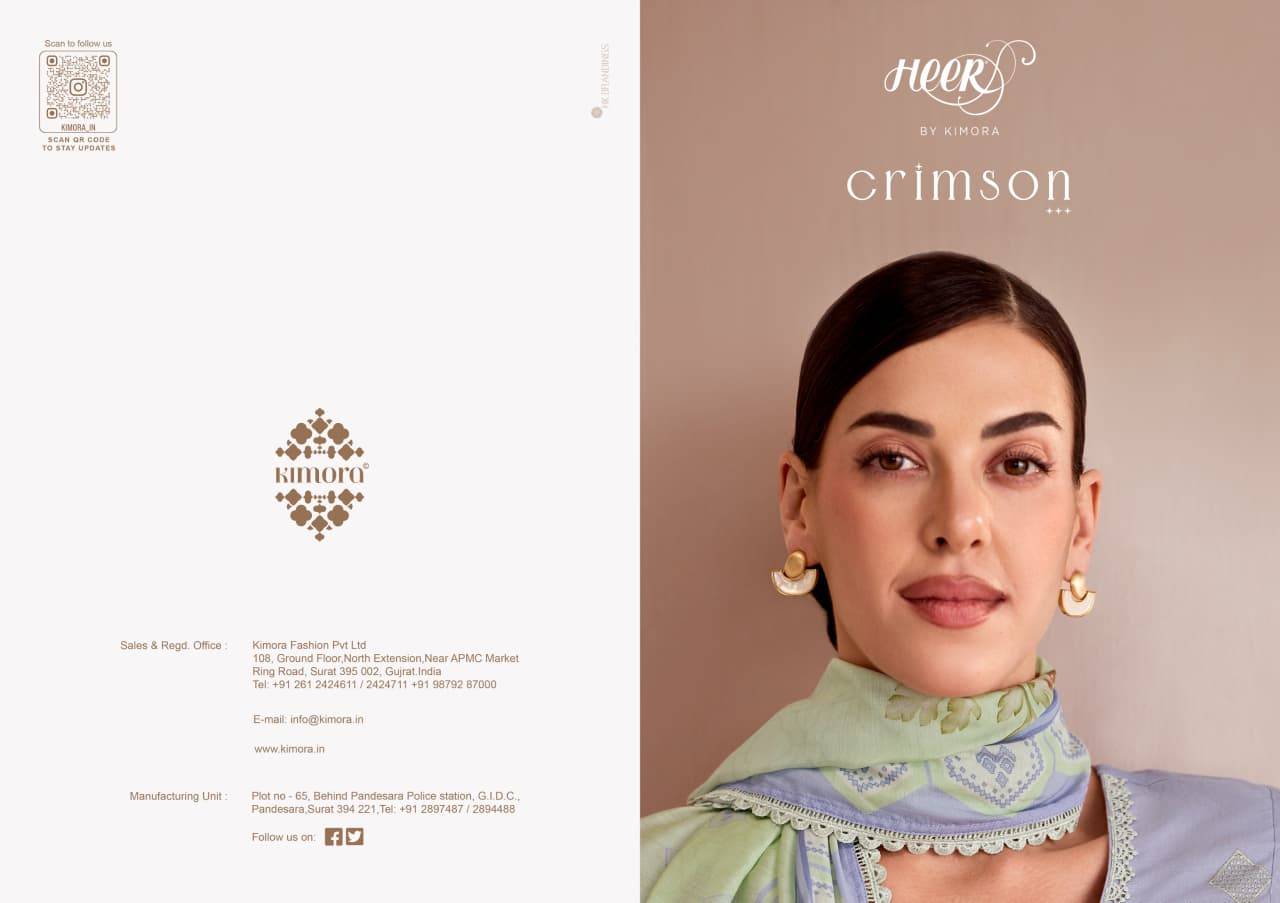 Crimson cotton vol-251 by Heer 0071 to 0076 series Beautiful Fancy Stylish Colourful casual Pure cotton lawn Dresses At Wholesale Price
